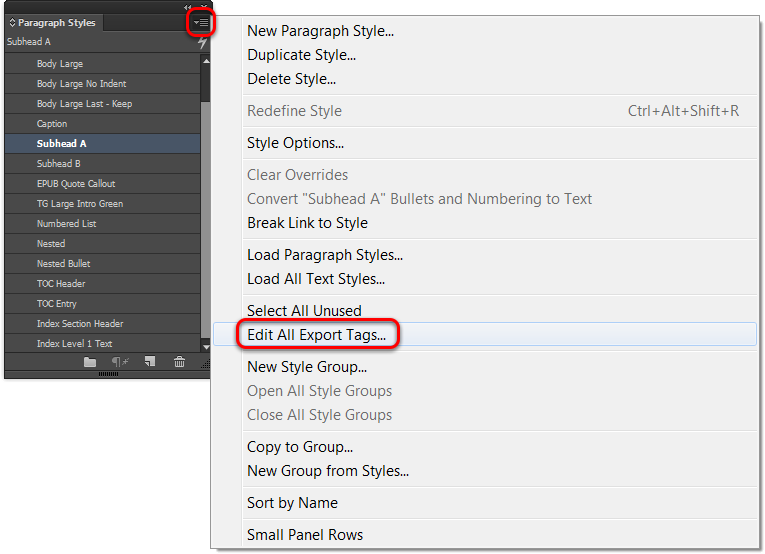 Edit all export tags Edit all export tags